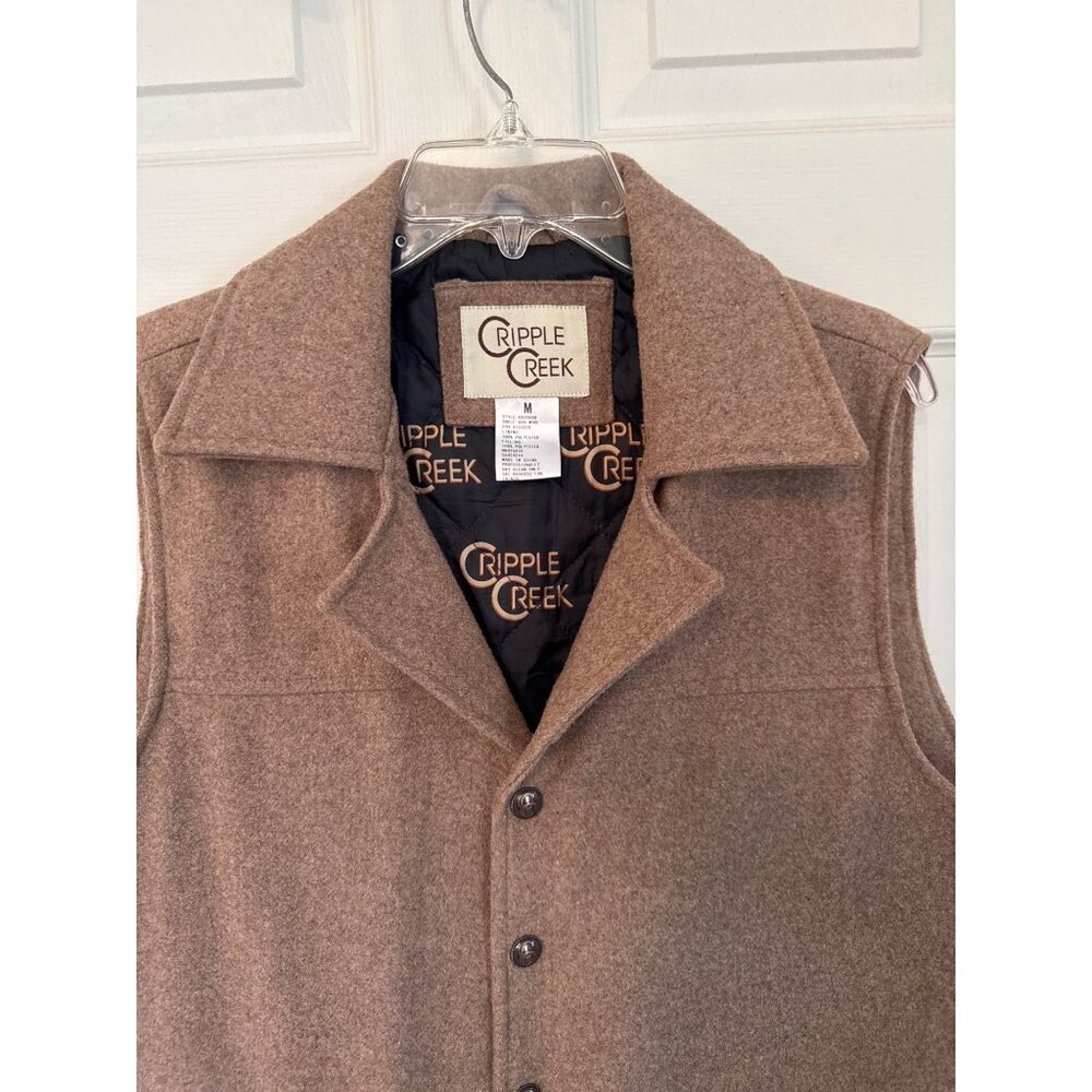 Cripple Creek Brown Wool Blend Western Snap Button Vest Size Medium - Picture 3 of 9